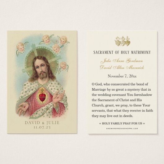 聖なるハートのイエス結婚・カトリックの祈りの言葉 (正面&裏面)