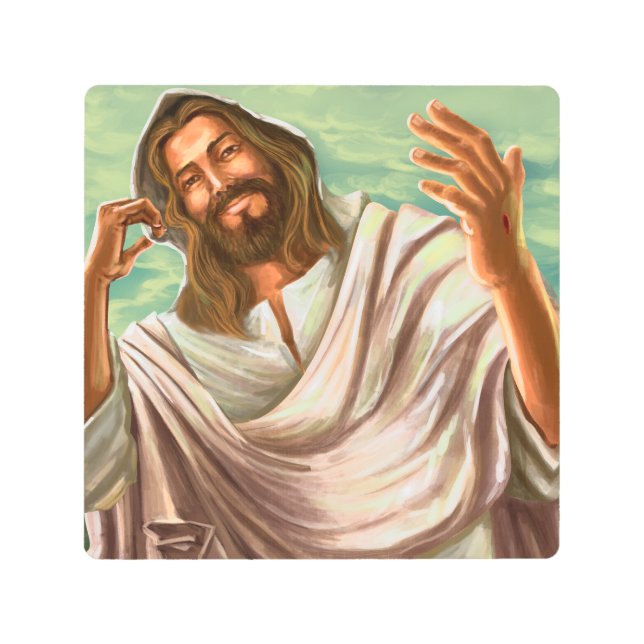 聖なるハートのイエス絵を描油メタルウォールアート メタルプリント (正面)