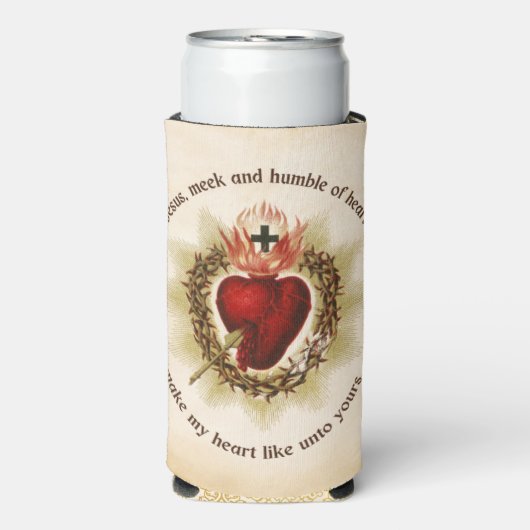 聖なるハートのイエス・ミークと謙虚 スリム缶クーラー (Seltzer正面)