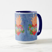 聖なるハートのイエズスの水彩青い贈り物 マグカップ (正面右)