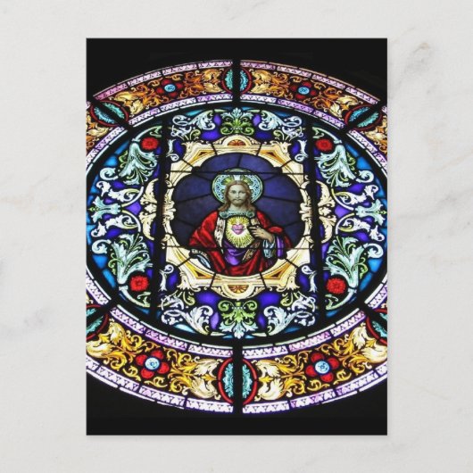 聖なるハートのステンドグラス窓 ポストカード (正面)