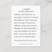 聖なるハートの子イエスへの宗教的祈りの言葉 プレイスカード (裏面)