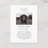 聖なるハートイエスカトリック葬儀祈りの言葉カード プレイスカード (裏面)