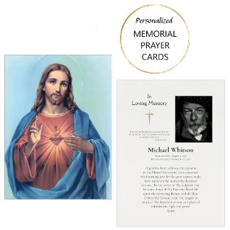 聖なるハートイエスカトリック葬儀祈りの言葉カード プレイスカード