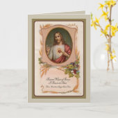 聖なるハートイエス悔やみや弔慰弔問の十字架 カード (黄色い花)