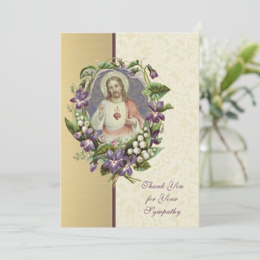 聖なるハートイエス·カトリック弔意ありがとう サンキューカード (スタンド正面)