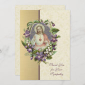 聖なるハートイエス·カトリック弔意ありがとう サンキューカード (正面/裏面)