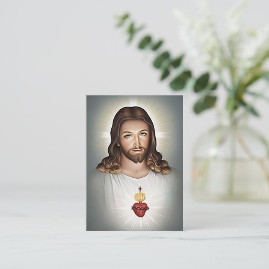 聖なるハートイエズスの葬儀祈りの言葉カード プレイスカード (スタンド正面)