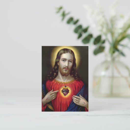 聖なるハートイエズスの葬儀祈りの言葉カード プレイスカード (スタンド正面)