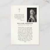 聖なるハートイエズス写真葬式祈りの言葉カード プレイスカード (裏面)