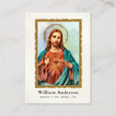 聖なるハートイエズス写真葬式祈りの言葉カード プレイスカード (正面)