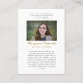 聖なるハートイエズス写真記念祈りの言葉カード プレイスカード (裏面)