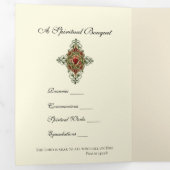 聖なるハートマリアを供えるカトリック司祭 三つ折りカード (内部最初)