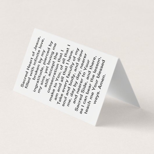 聖なるハート祈りの言葉 名刺 (裏面)