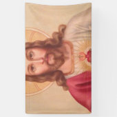 聖なるハート・オブ・イエス・ヴィンテージ・アート 横断幕 (縦)