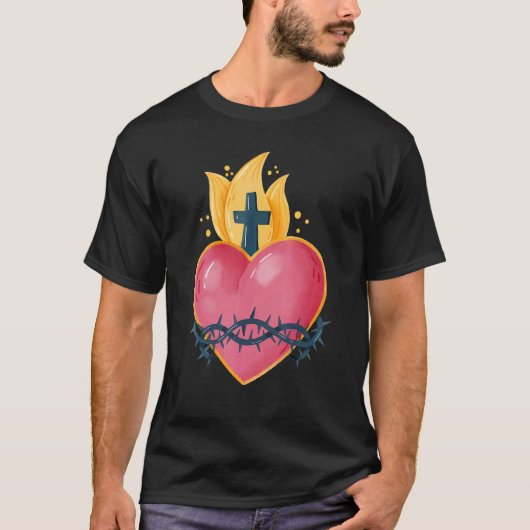 聖なるハート・オブ・イエズス伝統的・カトリックLatin M Tシャツ (正面)