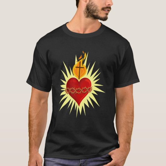 聖なるハート・オブ・イエズス伝統的・カトリックLatin M Tシャツ (正面)