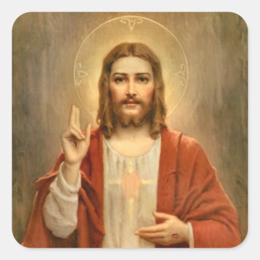 聖なるハート（ハロー付き） スクエアシール (正面)