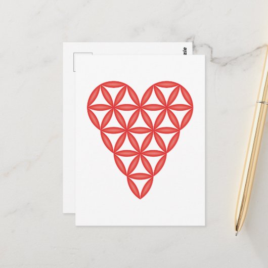 聖なるハート – 生命のハート、3D/赤。 ポストカード (正面/裏面インサイチュ)