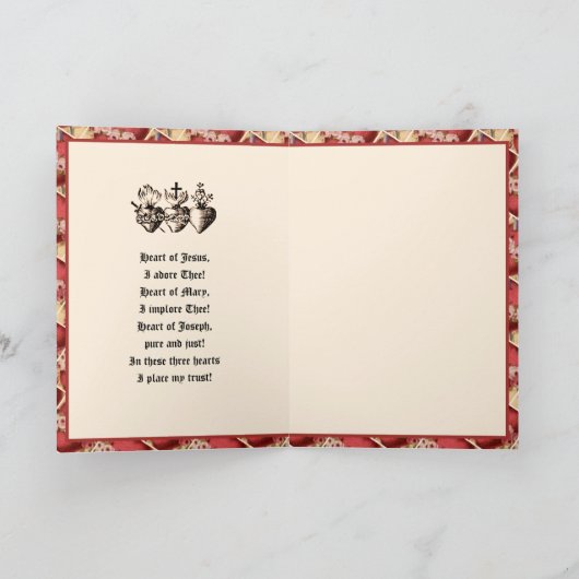 聖なる三心（聖心、純潔の御心、慈悲の御心）　イエス・マリア・ヨセフの祈り サンキューカード (内部)