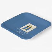 聖なる十字架とスカイブルーの宗教的確認 ペーパープレート (傾斜あり)