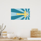 聖なる十字架と鳩 ポスター (キッチン)