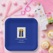 聖なる十字架はっきりしたと青の宗教的確認 ペーパープレート (パーティー)