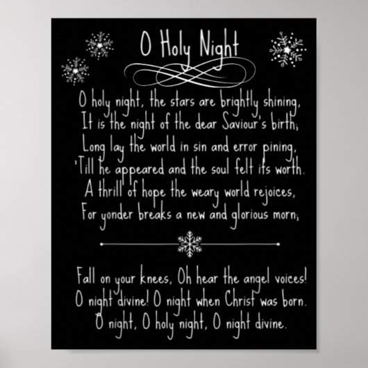 聖なる夜のクリスマスキャロル音楽ソングの歌詞テキスト ポスター (正面)
