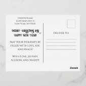 聖なる夜のクリスマス出生シーン聖書の聖句 箔シーズンポストカード (裏面)