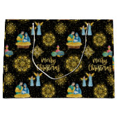 聖なる夜の出生メリージョセフイエズゴールデンスター ラージペーパーバッグ (正面)