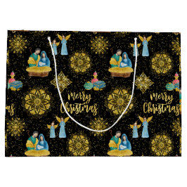 聖なる夜の出生メリージョセフイエズゴールデンスター ラージペーパーバッグ