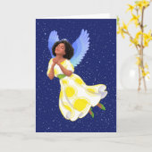 「聖なる夜の天使」(言葉なし)グリーティングカード カード (黄色い花)