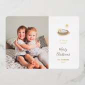 聖なる夜の現代的なキリストの生誕と写真のクリスマス 箔シーズンカード (正面)