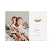 聖なる夜の現代的なキリストの生誕と写真のクリスマス 箔シーズンカード