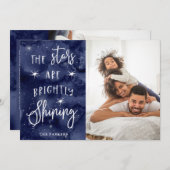 聖なる夜 | あなたの写真と共にクリスマスの星を シーズンカード (正面/裏面)