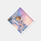 聖なる夜、休日の冬のシーン スタンダードカクテルナプキン (角)