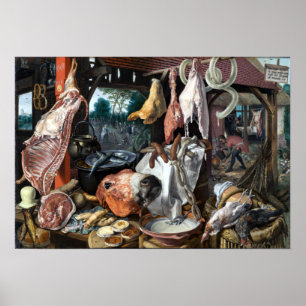 聖なる家族との肉屋をPieter Aertsen ポスター