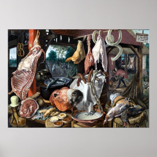 聖なる家族との肉屋をPieter Aertsen ポスター (正面)