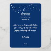 聖なる家族のミニマルクリスマスラインアートブルー 箔シーズンカード (裏面)