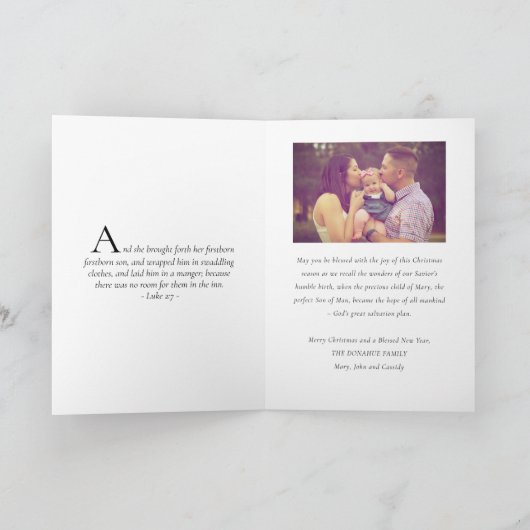 聖なる家族の自然の写真宗教クリスマス シーズンカード (内部)
