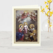 聖なる家族イエスメリーヨセフ宗教ヴィンテージ カード (黄色い花)