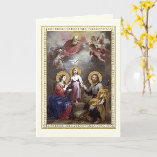 聖なる家族イエスメリーヨセフ宗教ヴィンテージ カード (黄色い花)