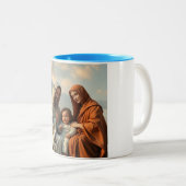 聖なる家族，イエス，マリアとジョセフのコーヒーマグ ツートーンマグカップ (正面右)