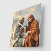 聖なる家族，イエス，マリア，ヨセフ時計 スクエア壁時計 (傾斜)