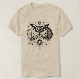 聖なる幾何学フクロウ Tシャツ
