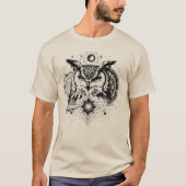 聖なる幾何学フクロウ Tシャツ (正面)