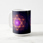 聖なる幾何学曼荼羅 - 宇宙の中の光 コーヒーマグカップ (正面左)
