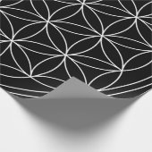 聖なる幾何学：生の花Black & White ラッピングペーパー (角)