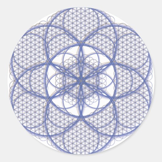 聖なる幾何学 – 花の命のステッカー ラウンドシール (正面)