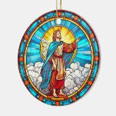 聖なる救い主ステンドグラスのクリスマス セラミックオーナメント (左)